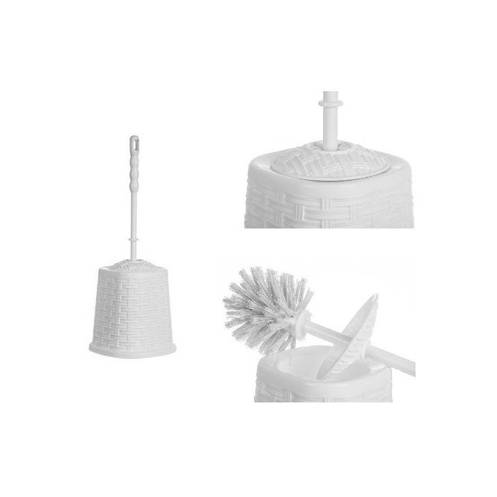 Szczotka WC plastikowa Rattan biała 588