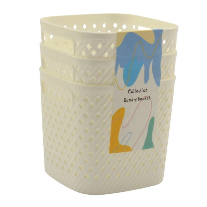 Koszyki plastikowe 3 sztuki 12,5x13,5cm  MRY6137 mix