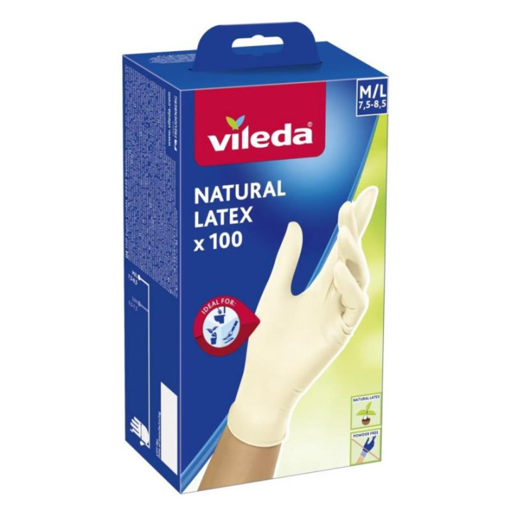 Rękawice Vileda Natural Latex 100 sztuk M/L 179654