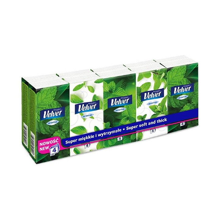 Chusteczki higieniczne Velvet mięta 4 warstwy 10x10szt