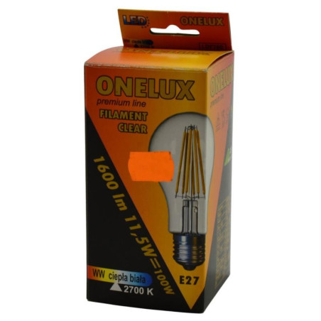 Żarówka Onelux E27 11,5W 1600lm A67 filament clear