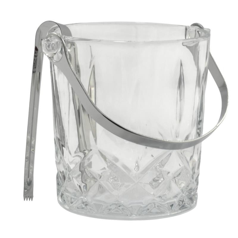 Wiaderko do lodu szklane +szczypce 55830