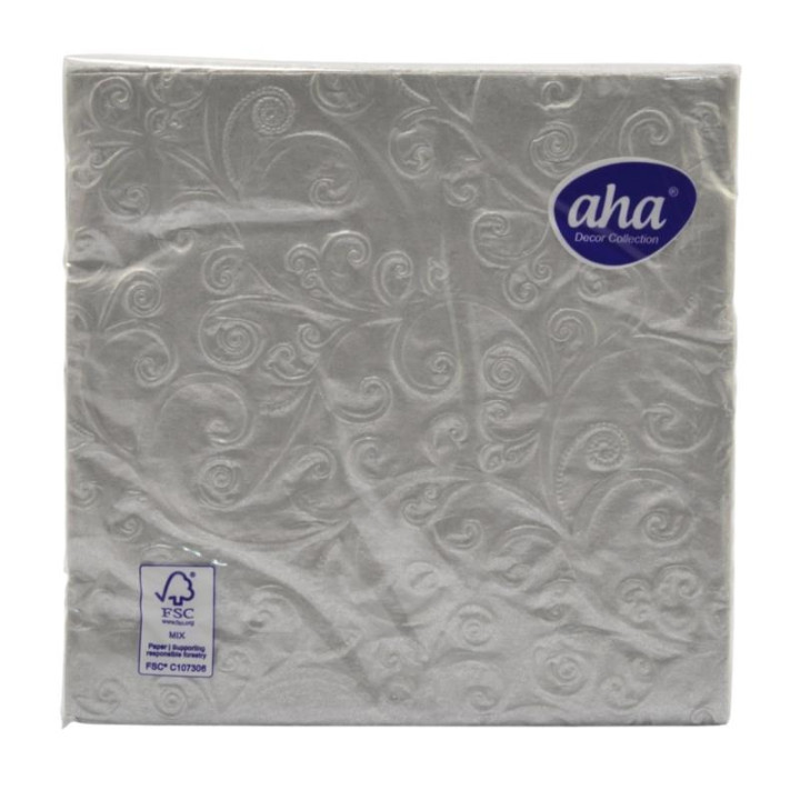 Serwetki 33x33 20szt Aha srebrne tłoczon