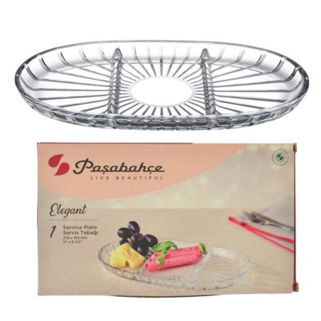 Półmisek Elegant 27,8x16,3cm 3-dzielny szklany 54903