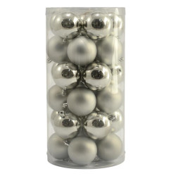 Bombki 30szt 6cm gładkie srebrne matowe SPB630