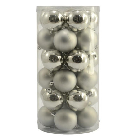 Bombki 30szt 6cm gładkie srebrne matowe SPB630