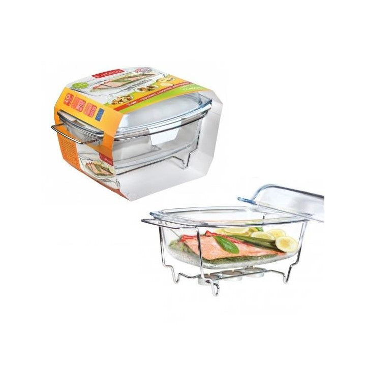 Brytfanna szklana z podgrzewaczem 5,1L prostokątna PNSP510A