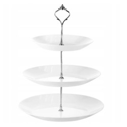 Patera 3-poziomowa okrągła Sonia biała opal