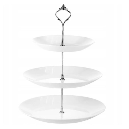Patera 3-poziomowa okrągła Sonia biała opal