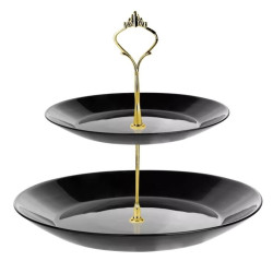 Patera 2-poziomowa okrągła Sonia czarna opal