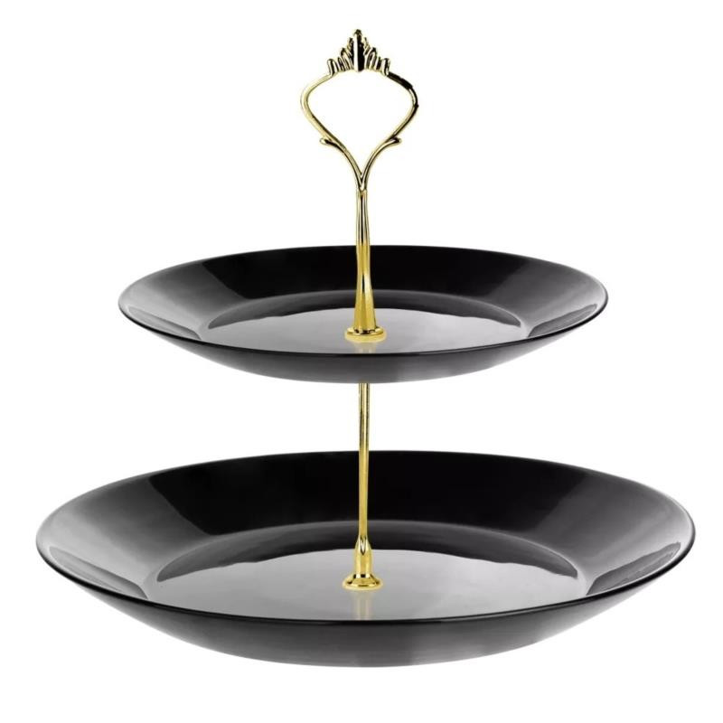 Patera 2-poziomowa okrągła Sonia czarna opal