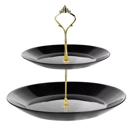 Patera 2-poziomowa okrągła Sonia czarna opal