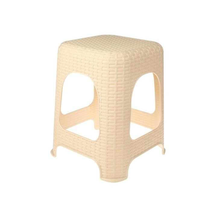 Taboret plastikowy 45cm Ratan beżowy