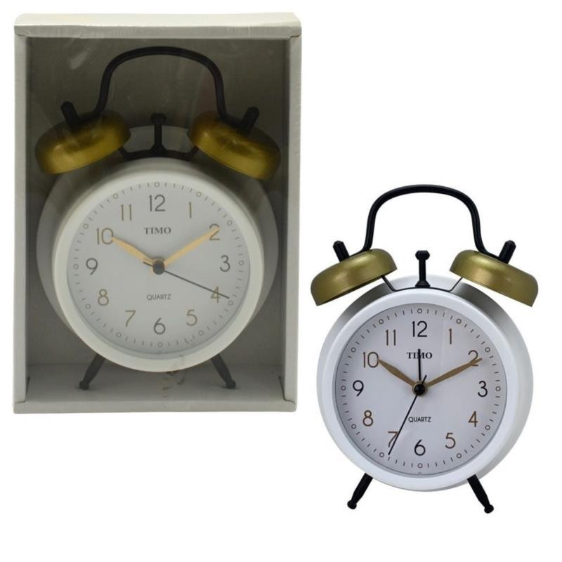 Budzik metalowy 17cm Timo B1185 biały