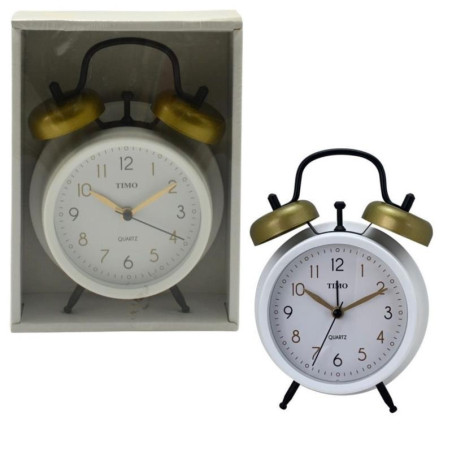 Budzik metalowy 17cm Timo B1185 biały