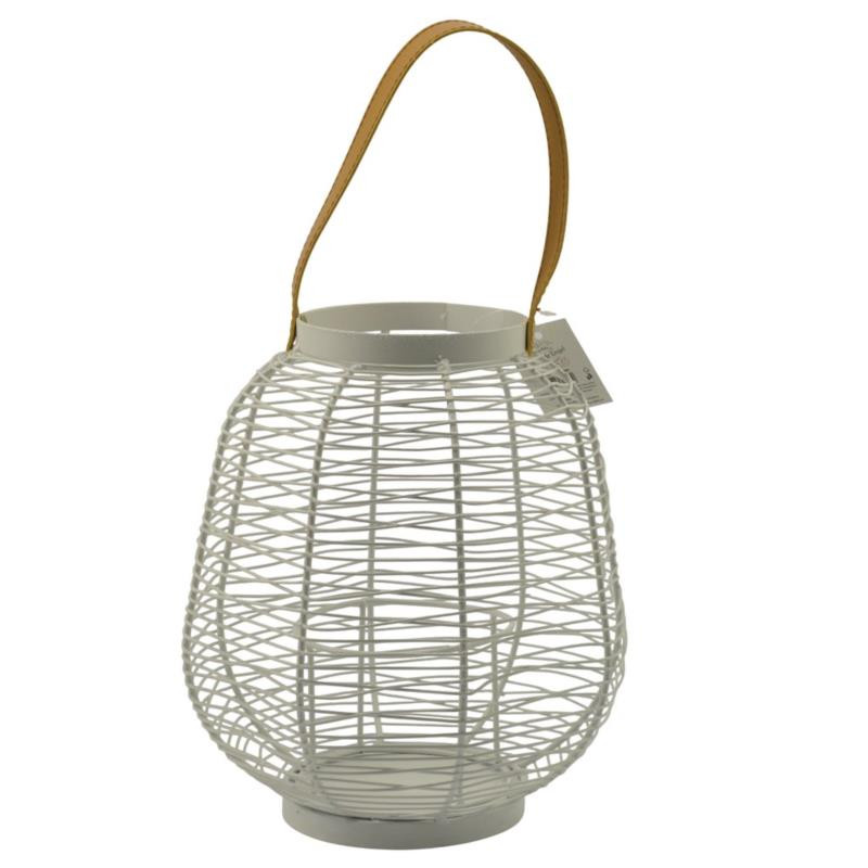 Lampion metalowy 25cm biały VIC001