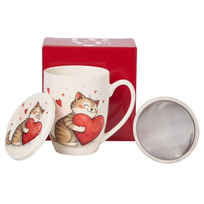 Kubek z zaparzaczem 360ml Kot z zabawką