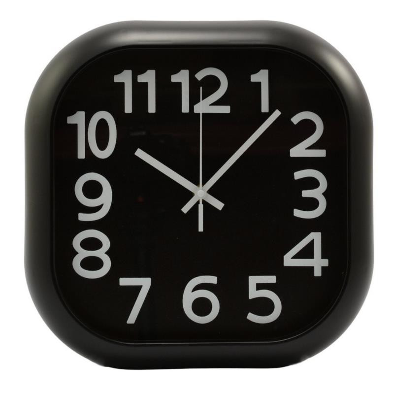 Zegar ścienny plastikowy kwadratowy 30cm czarny