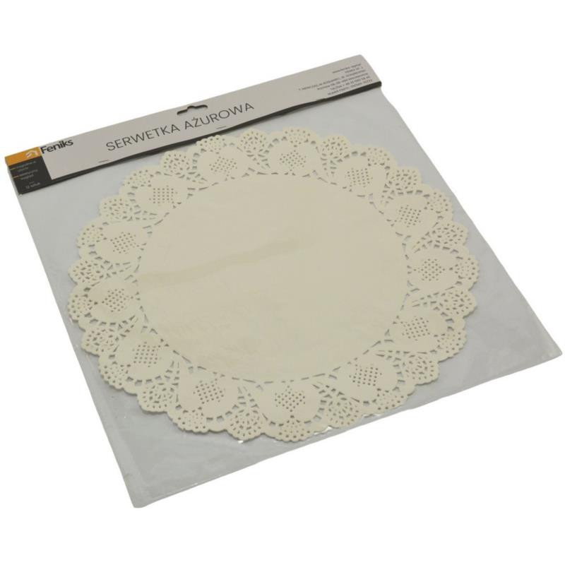 Serwetki ażurowe 34,5cm 12szt okrągłe