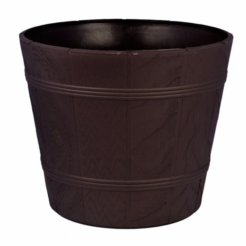 Doniczka drewnopodobna 0 fi 17cm h:14,5cm brąz 0899