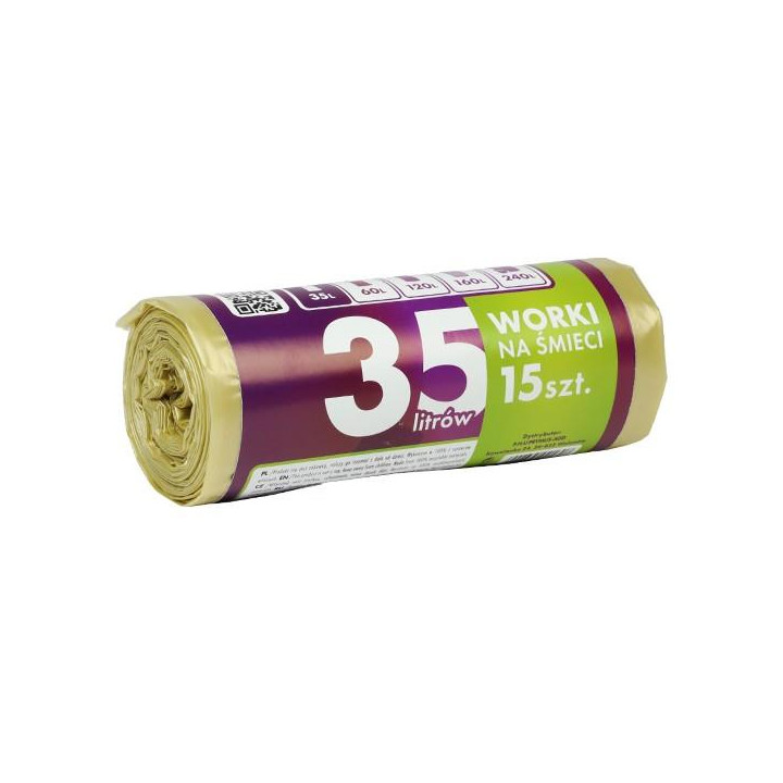 Worki na śmieci 35L 15szt żółte Prymusik