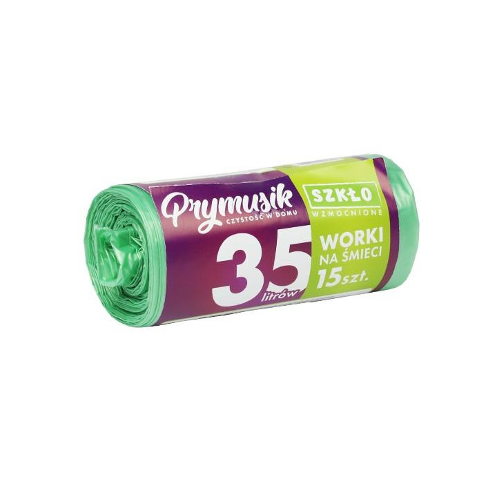 Worki na śmieci  35L 15szt zielone Prymusik