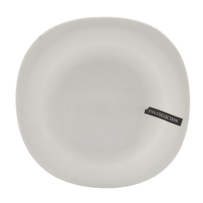 Talerz Eva deserowy 22cm biały szkło hartowane
