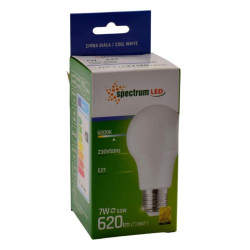 Żarówka LED E27 7W 620lm Spectrum zimna biała