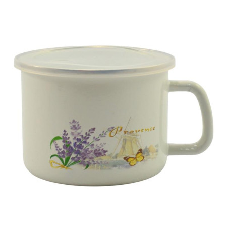 Kubek emalia 14cm Młyn z pokrywką