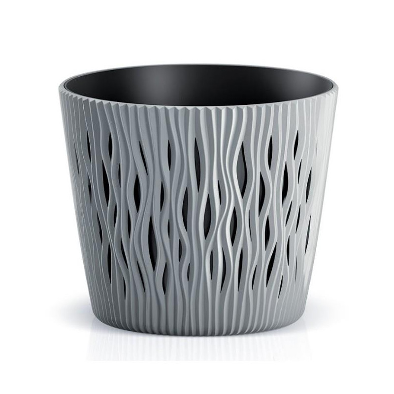 Doniczka Sandy Round 13cm szary z wkładem DSR130