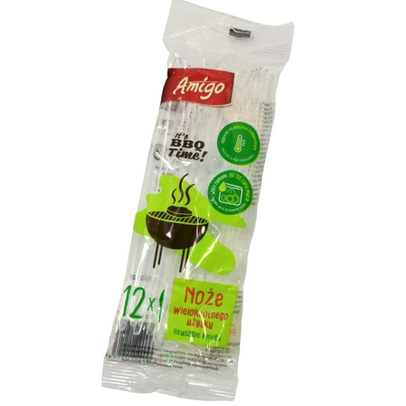 Noże jednorazowe plastikowe 12szt  Amigo 8945