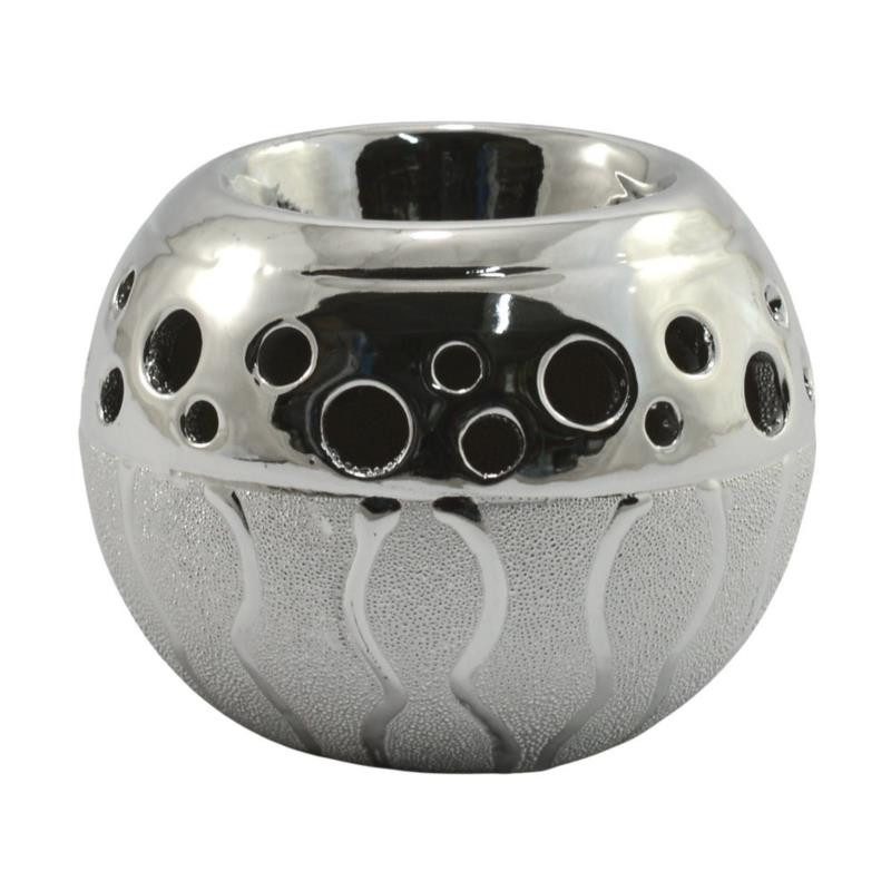 Świecznik ceramiczny 7cm srebrny WS13