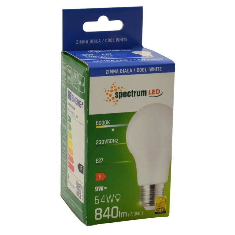 Żarówka LED E27 9W 840lm Spectrum biała zimna