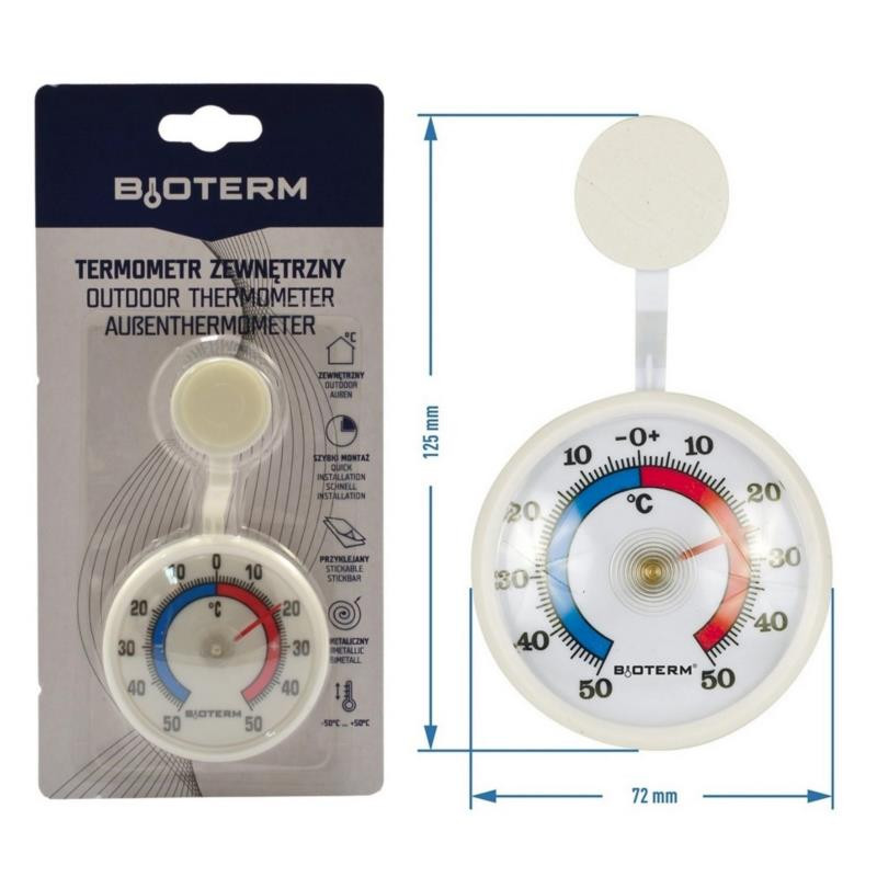 Termometr zaokienny 72mm przyklejany okrągły