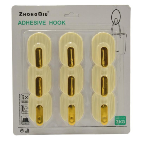 Wieszaki samoprzylepne metalowo/plastikowe 9szt 5cm