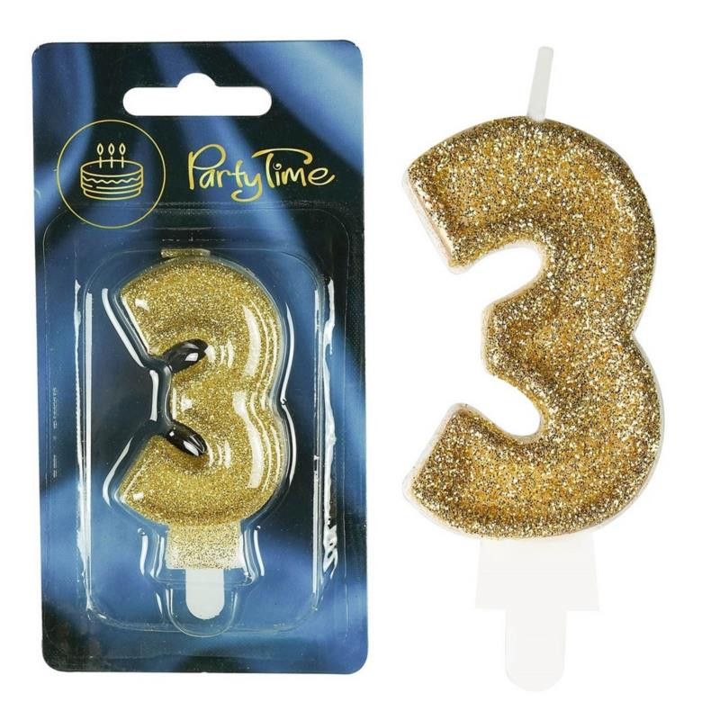 Świeczki numerki złote nr 3