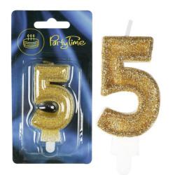 Świeczki numerki złote nr 5