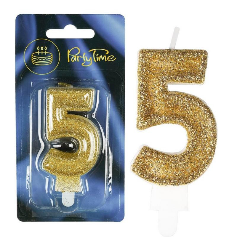 Świeczki numerki złote nr 5