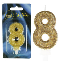 Świeczki numerki złote nr 8