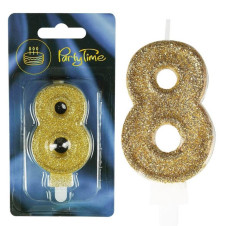 Świeczki numerki złote nr 8