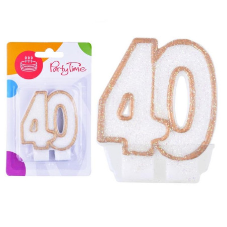 Świeczki numerki białe nr 40