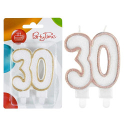 Świeczki numerki białe nr 30