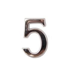Cyfra "5" 5cm chrom lakier samoprzylepna