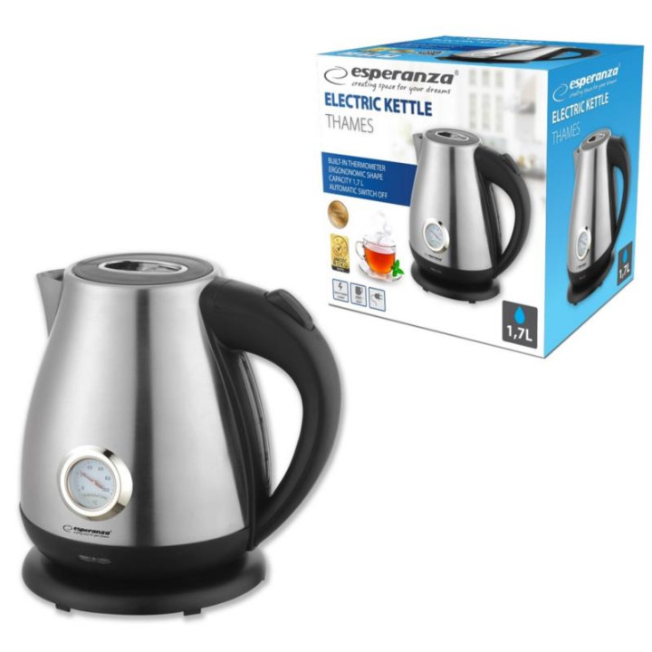Czajnik elektryczny Esperanza 1,7L Thames srebrny mat z termometrem 2200W
