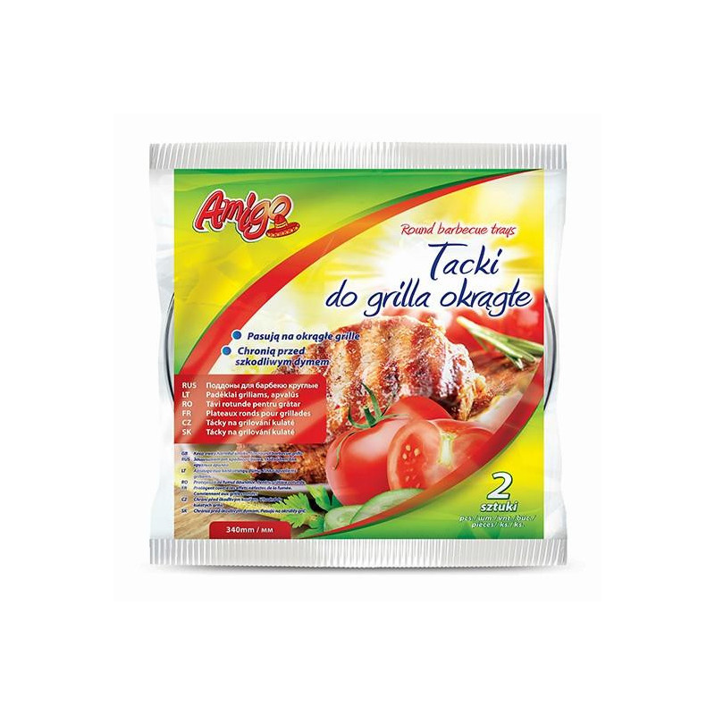 Tacki aluminiowe do grila okrągłe 34cm 2 sztuki