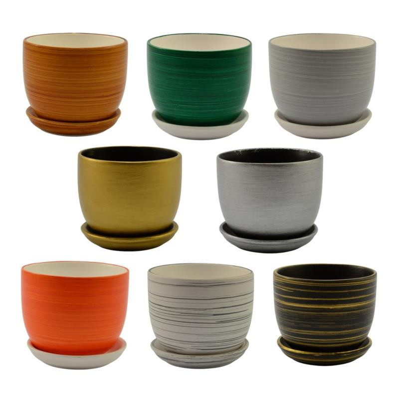 Doniczka ceramiczna z podstawką Classic 14 12,5x11cm mix