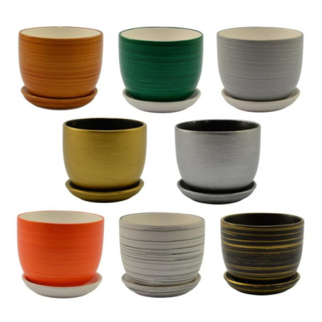 Doniczka ceramiczna z podstawką Classic 14 12,5x11cm mix