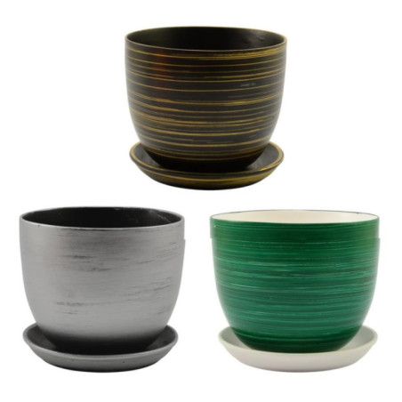 Doniczka ceramiczna z podstawką Classic 18 17,5x16cm mix