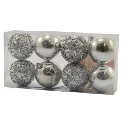 Bombki plastikowe 6cm 8szt srebrne