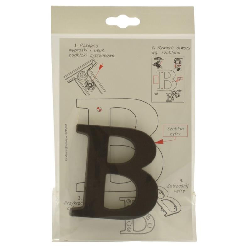 Litera "B" 10cm brązowa tworzywo
